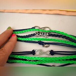 Set of two Seattle Seahawks game day ready NFL NFC champion bracelets